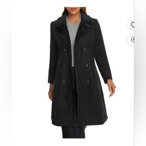 Allegra K Fur Lapel Coat for Women's Fashion Double-Breasted Winter Warm Coats